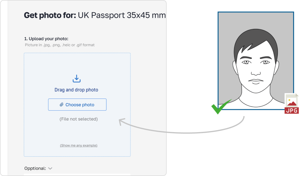 Upload your passport photo to PhotoGov